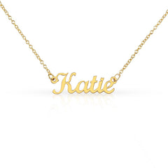 Personalized Name Necklace in 18k Yellow Gold Finish and Polished Stainless Steel, Custom Nameplate Jewelry, Minimalist Gift for Women and Girls