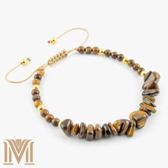 Natural Tiger Eye chip bracelet on adjustable cord