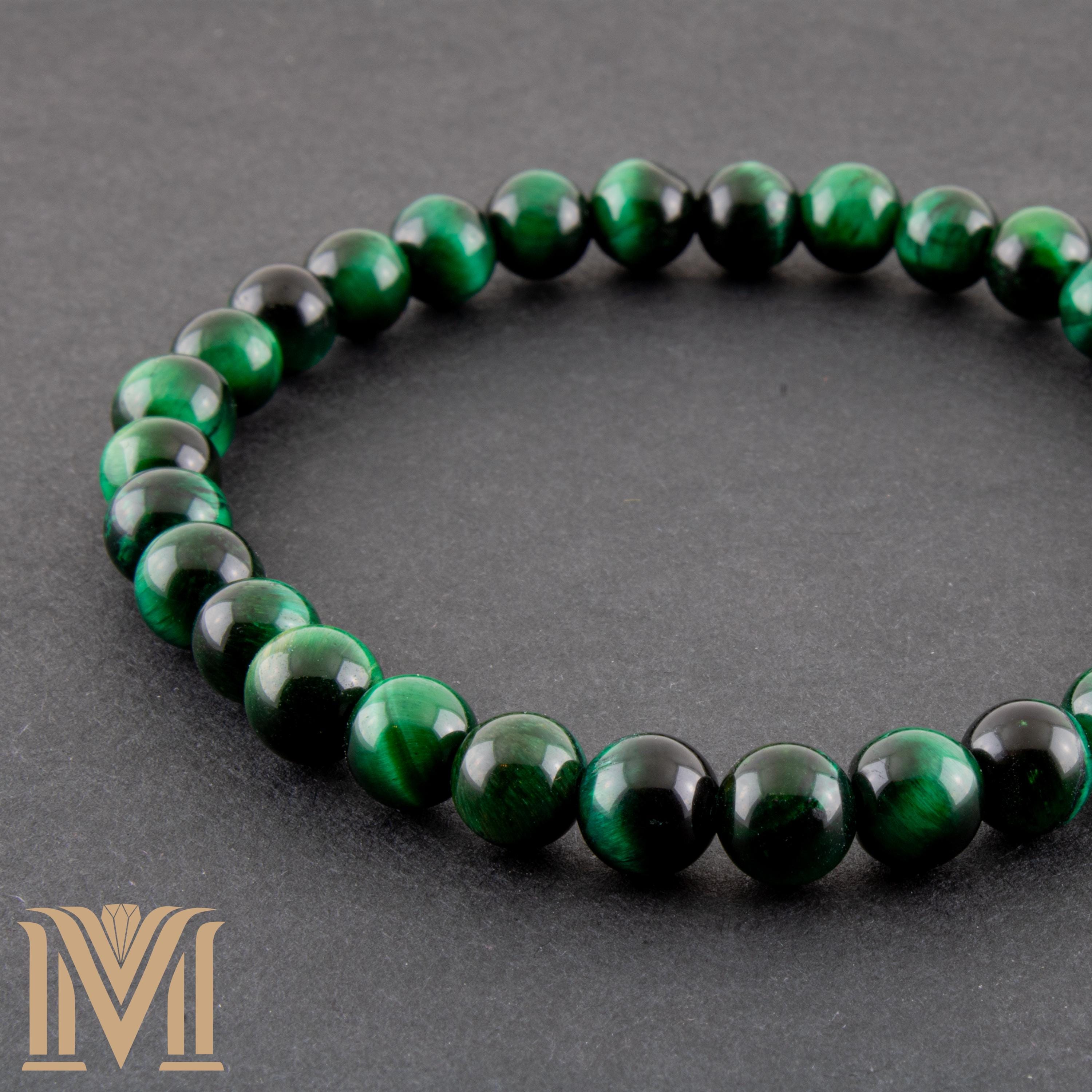 Polished Green Tiger Eye gemstone bracelet