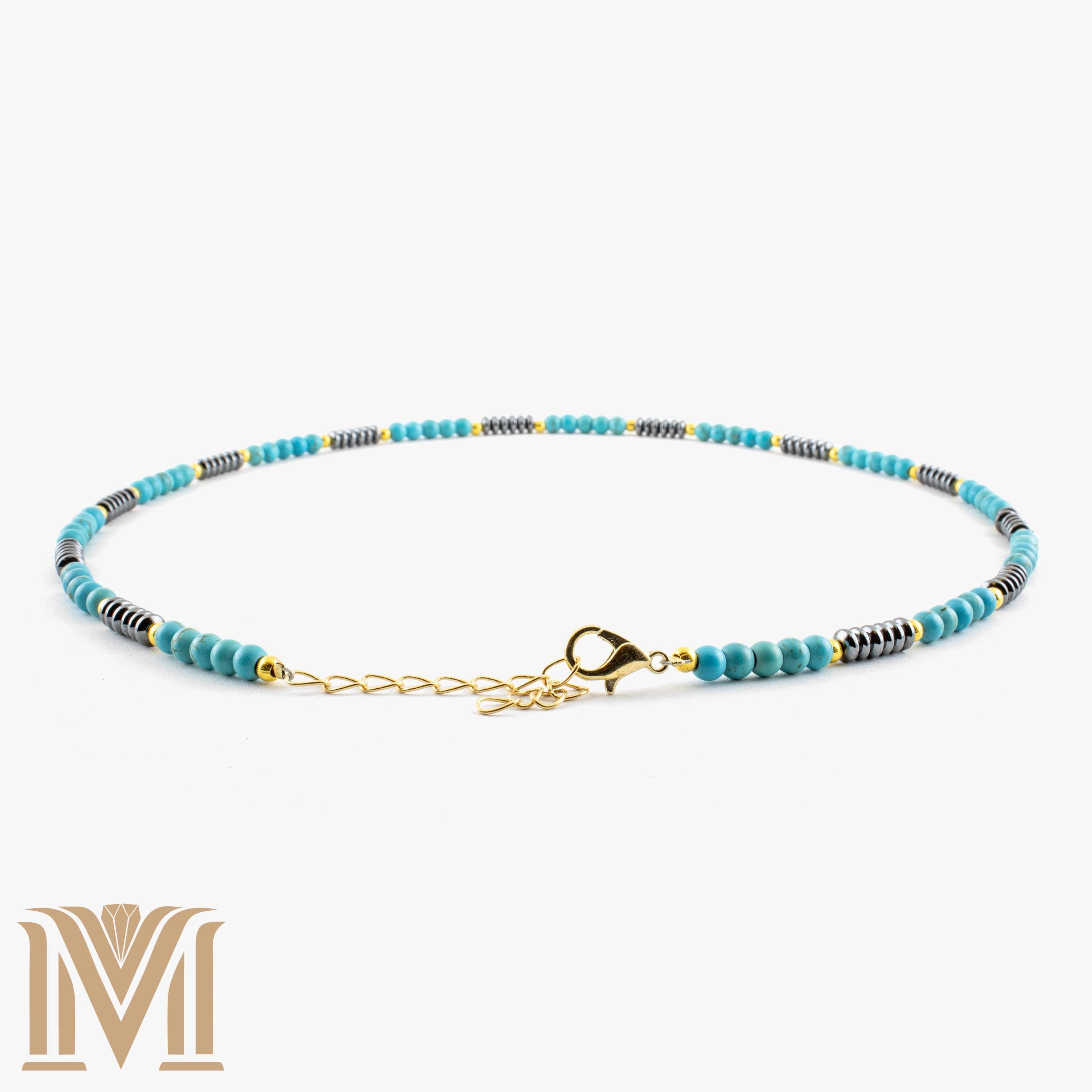Turquoise and Hematite necklace detail