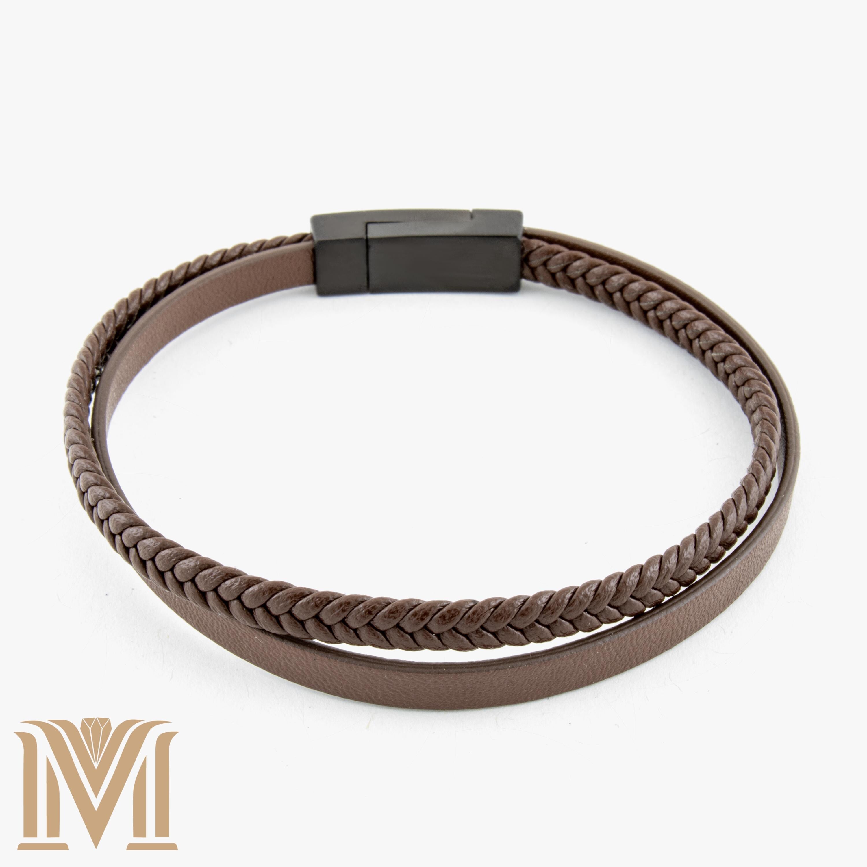 Brown leather bracelet product view