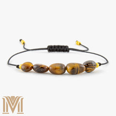 Tiger Eye bracelet with black cord and gold accents