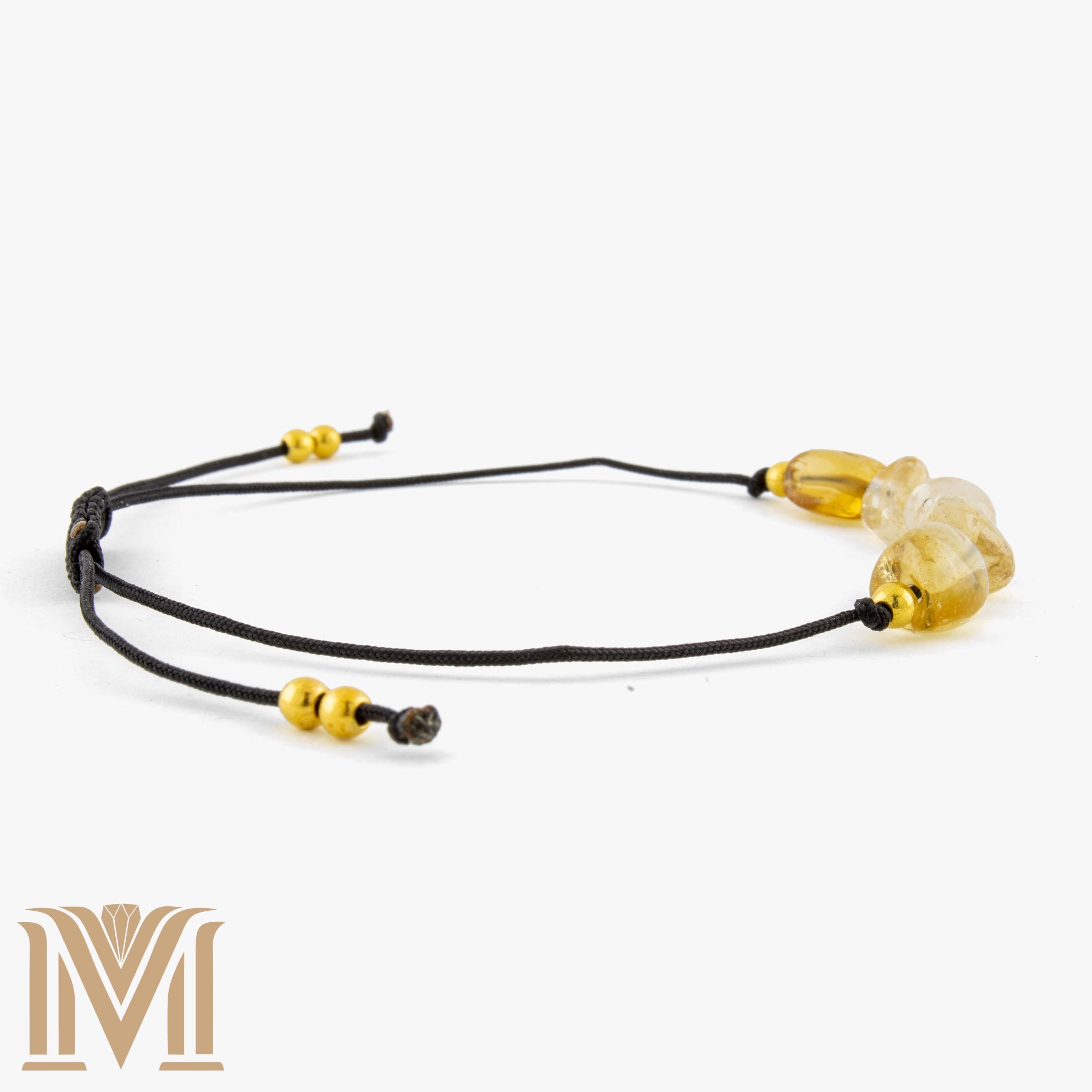Black cord Citrine bracelet detail