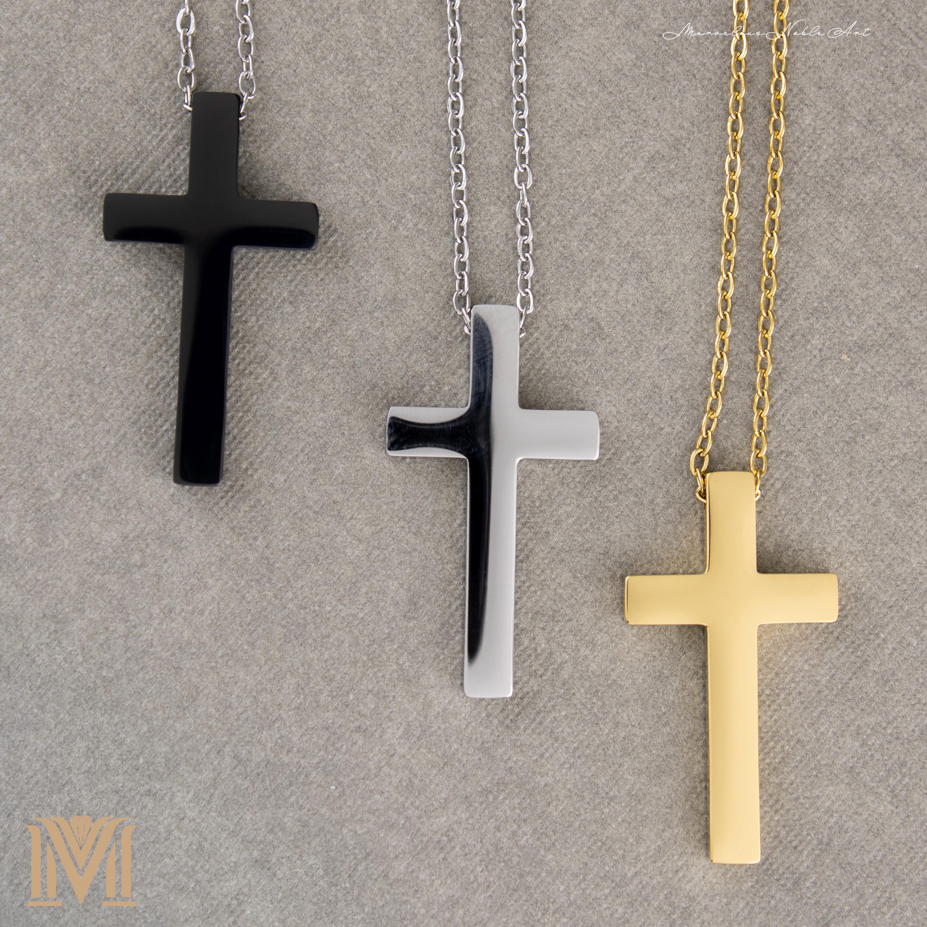 Polished cross pendants with matching chains
