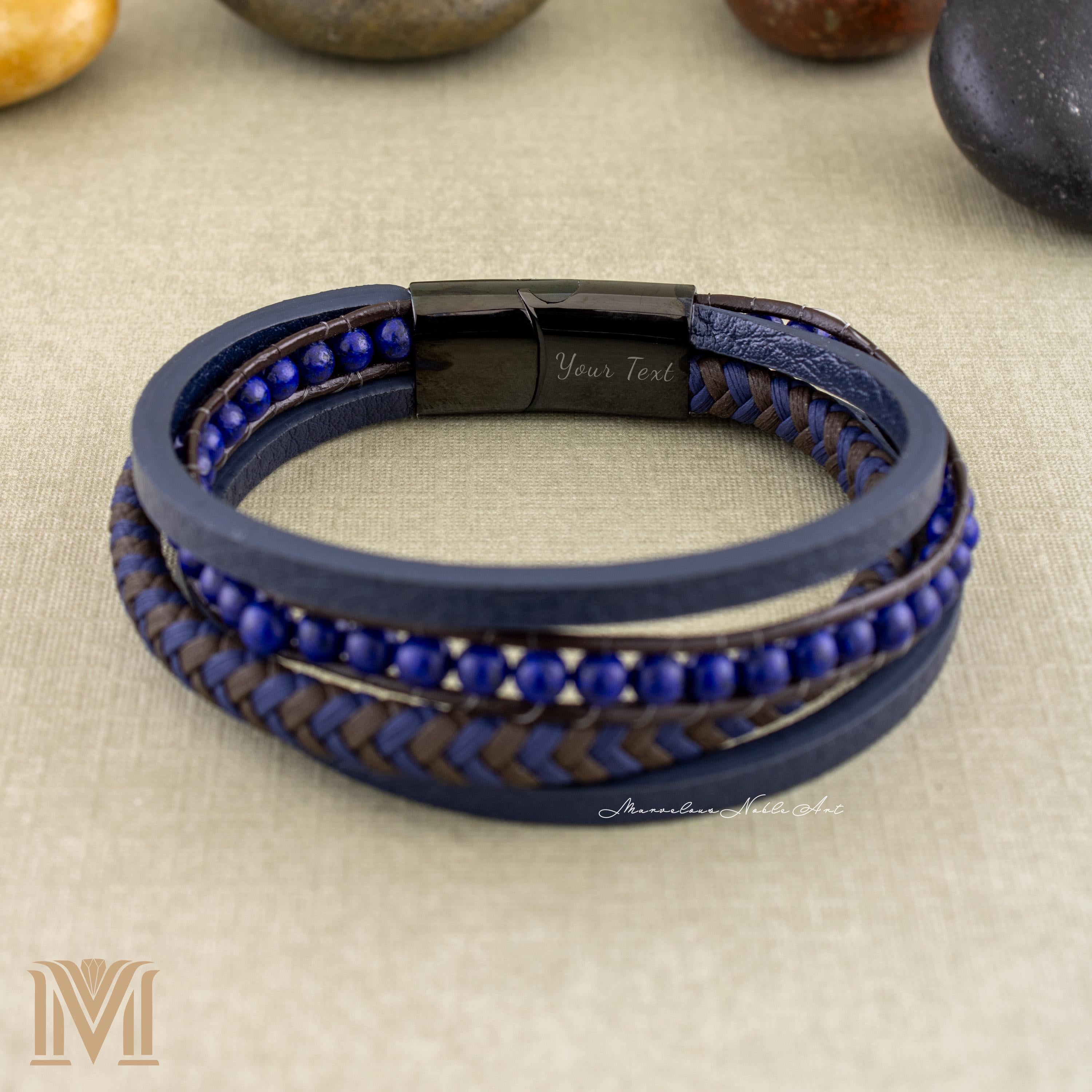Lapis lazuli leather bracelet product view