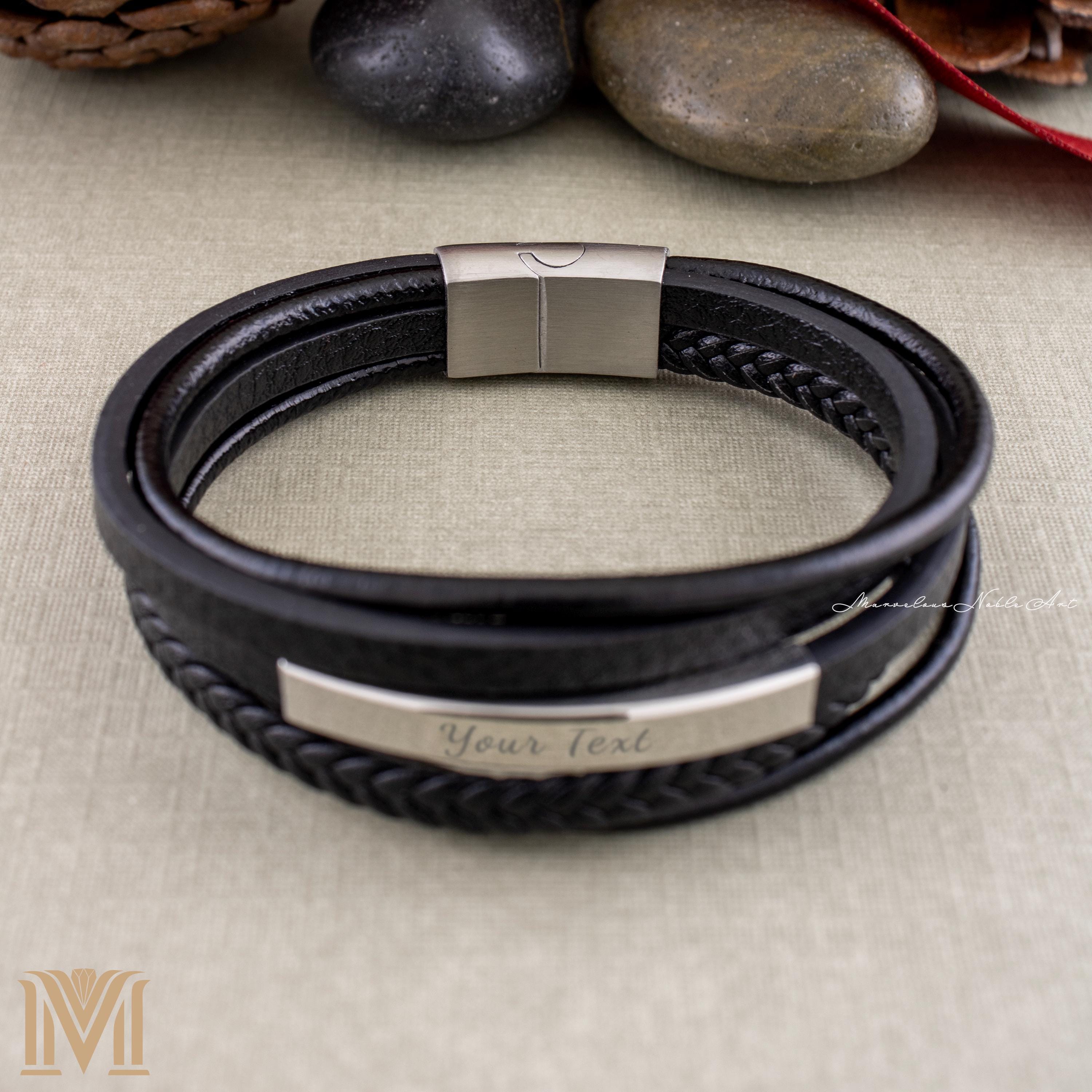 Handmade leather bracelet with magnetic clasp