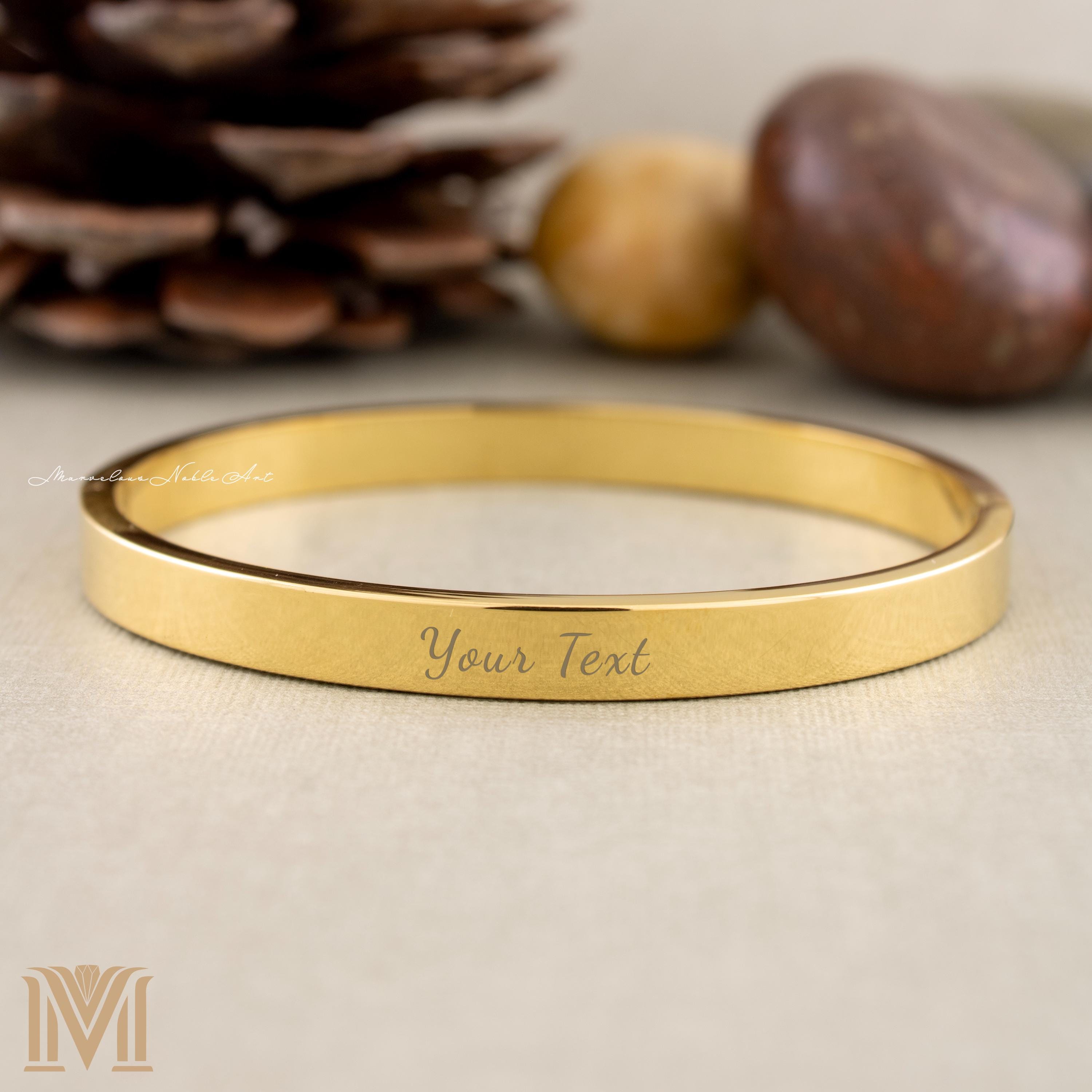 Custom engraved gold stainless steel bangle