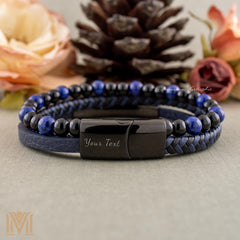 Custom name engraving on black stainless clasp