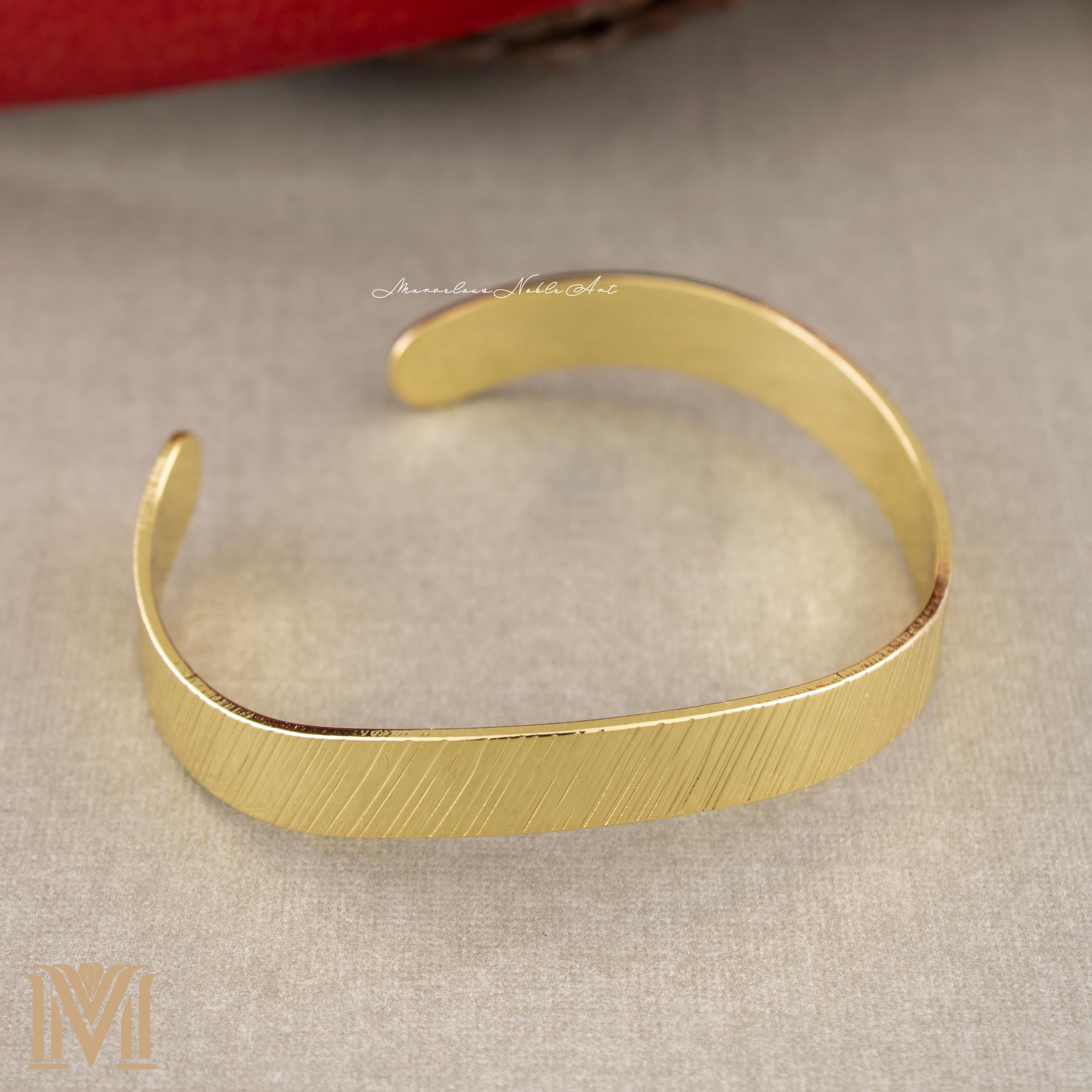 Textured adjustable gold cuff bracelet