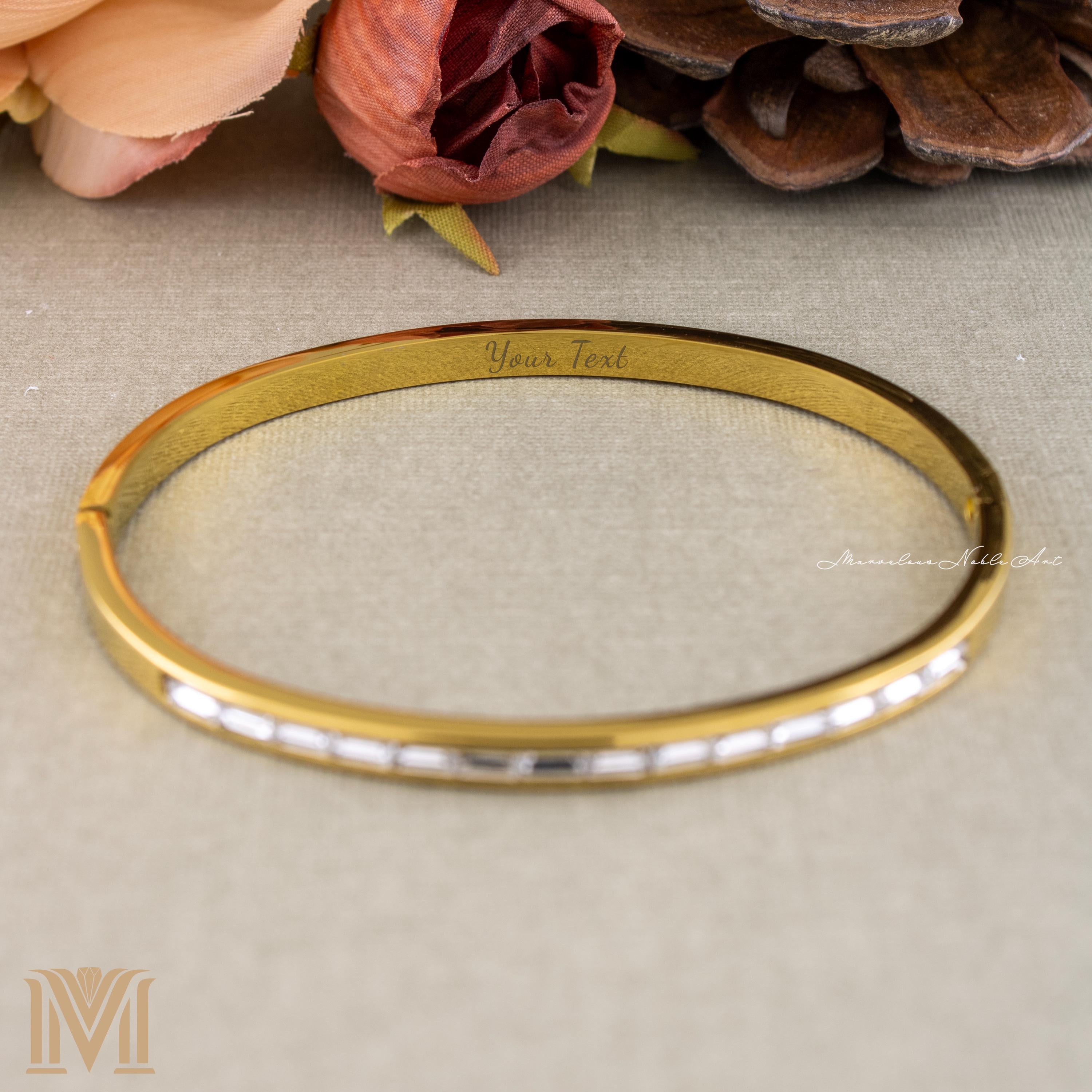 Gold bracelet with secure clasp and crystals