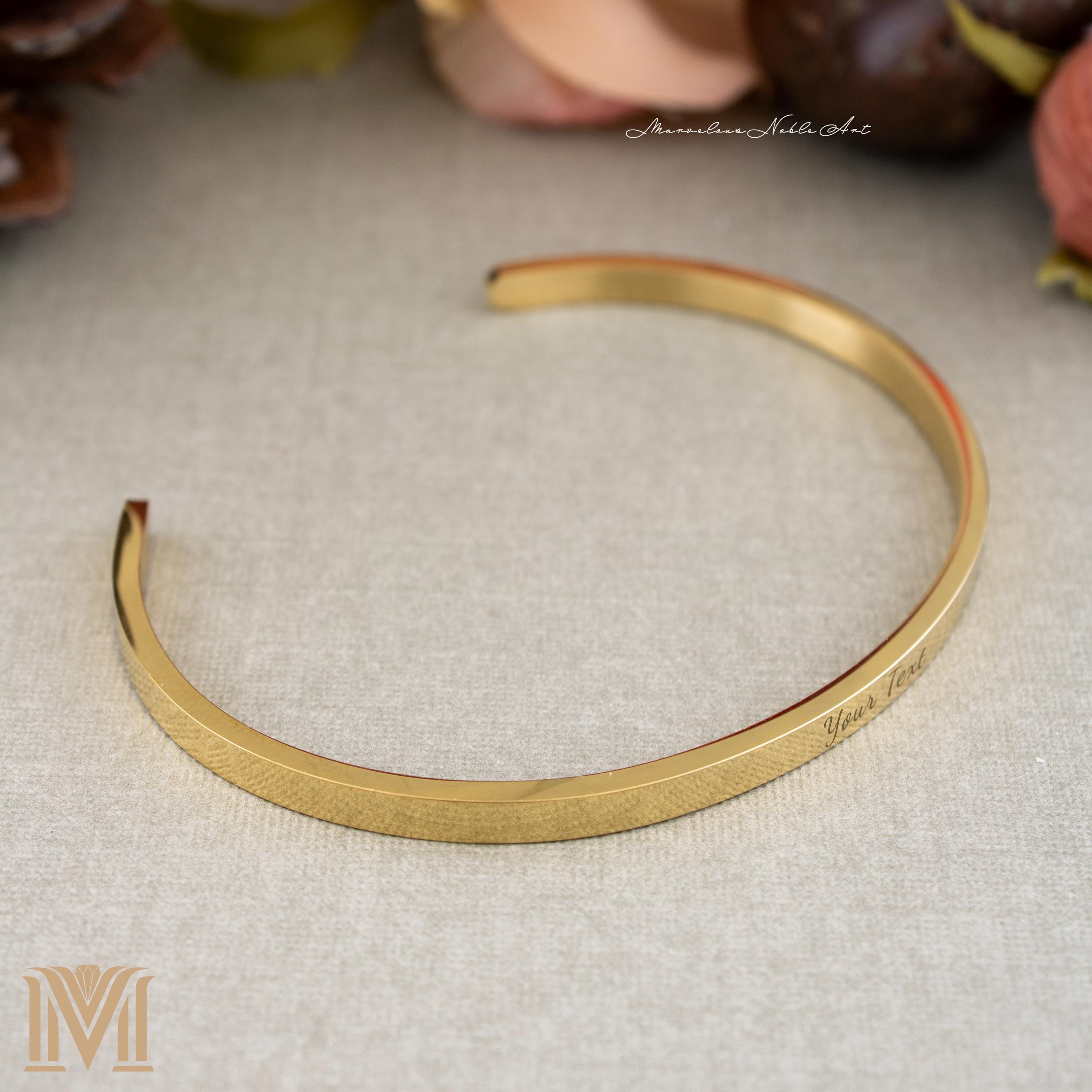 Personalized gold cuff front view