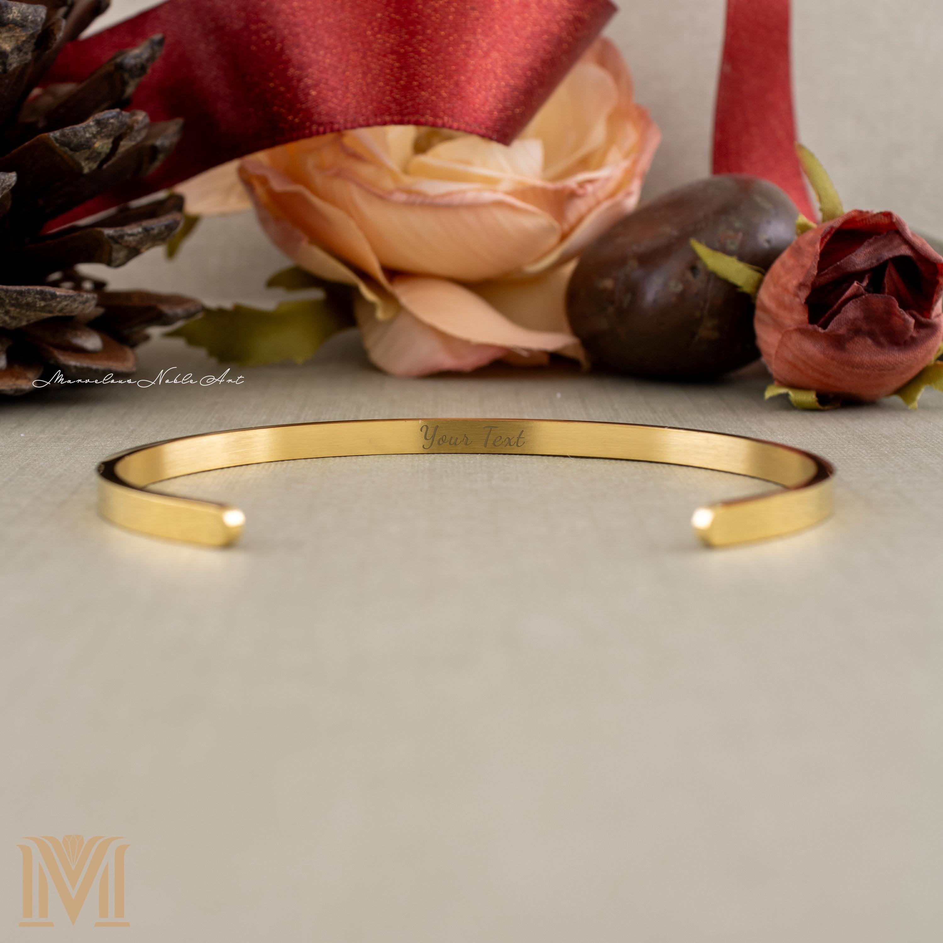 Engraved gold cuff bracelet