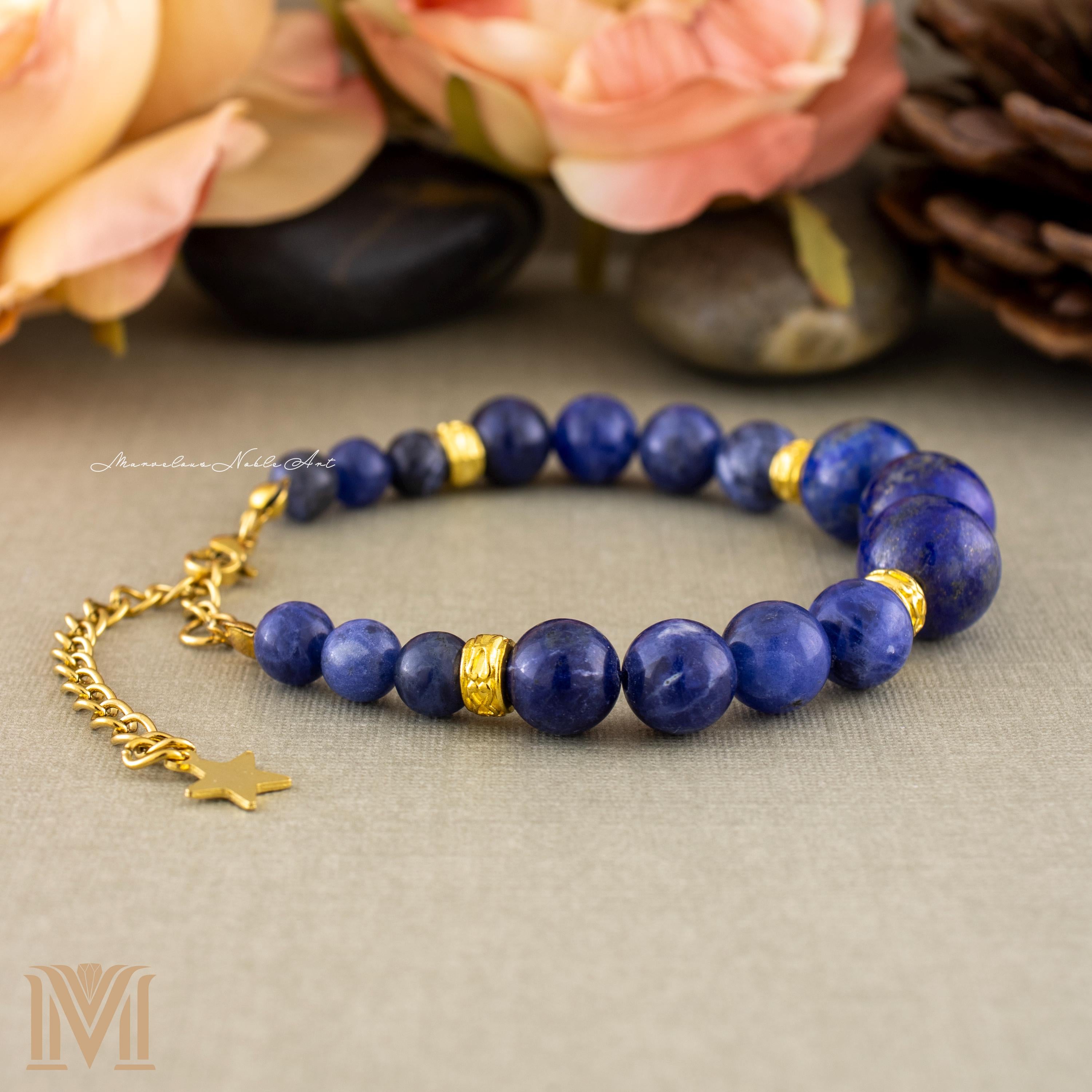 Lapis Lazuli Sodalite bracelet close-up