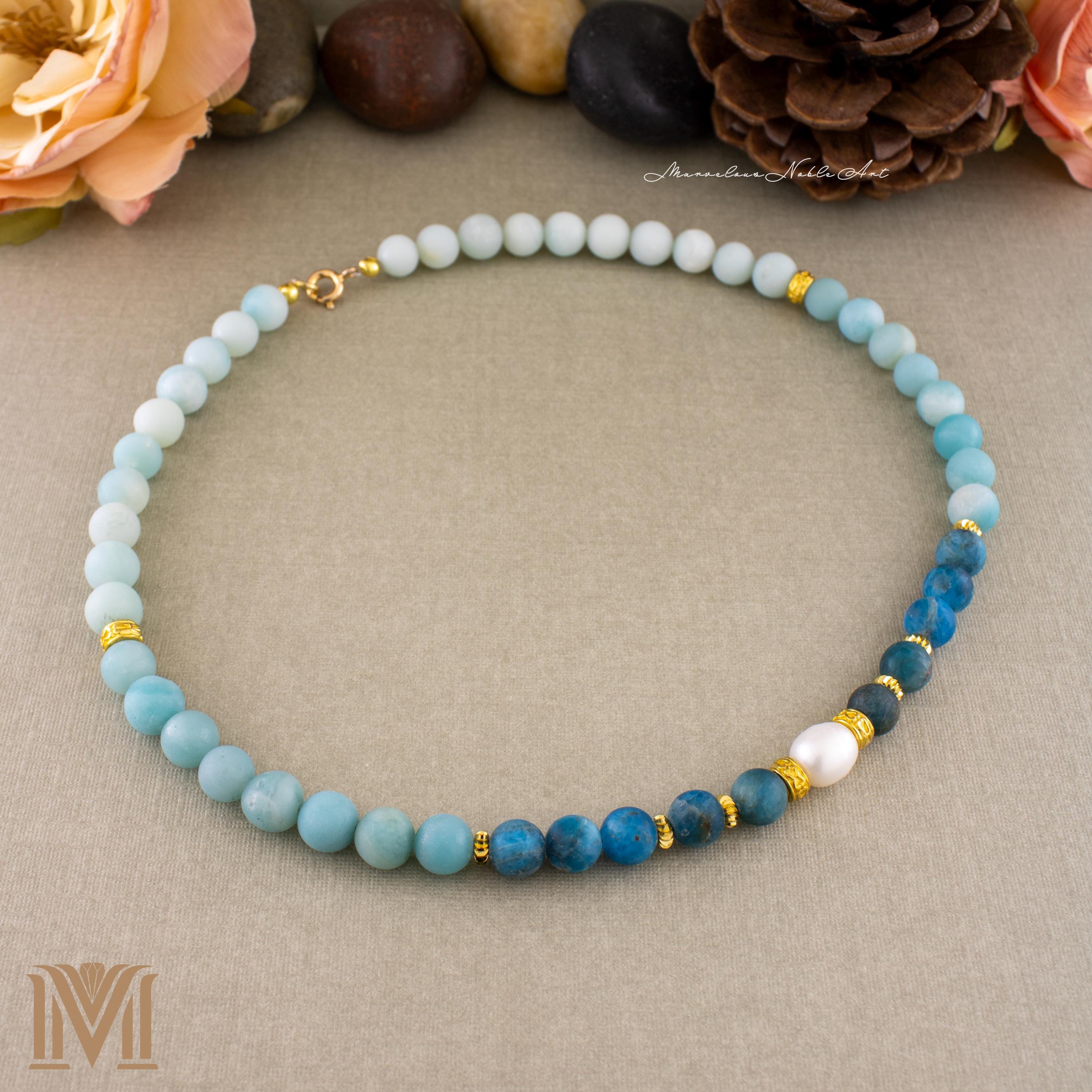 Frosted Apatite and Amazonite gradient detail