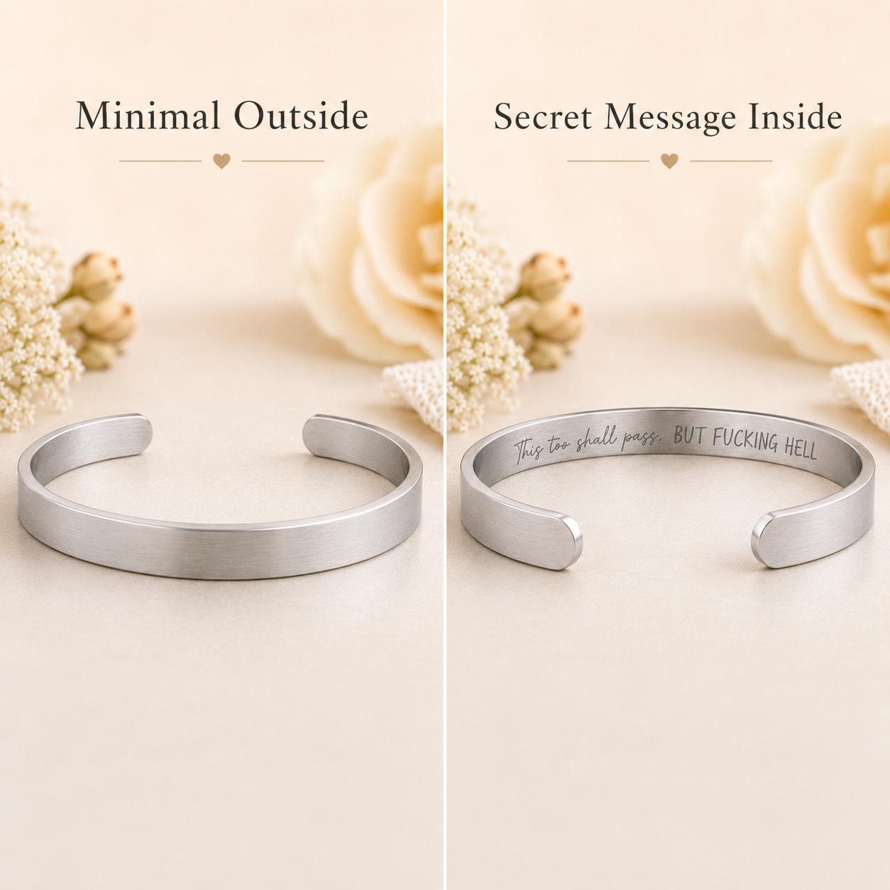 Silver engraved cuff bracelet in gift box