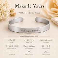 Personalized silver cuff engraving examples