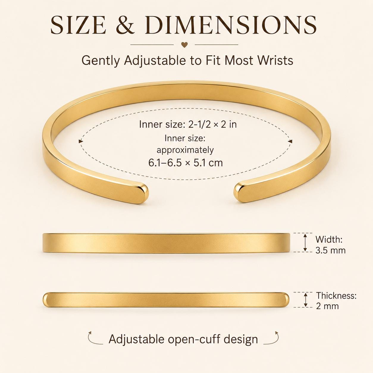 Cuff bracelet size guide