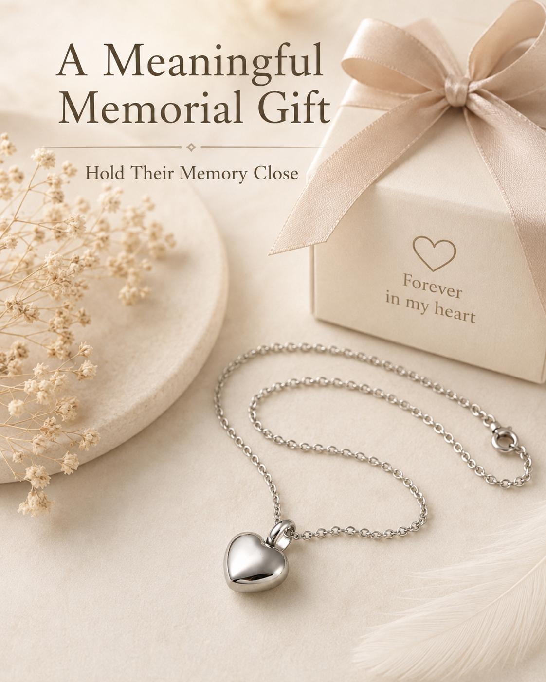Polished stainless steel heart necklace