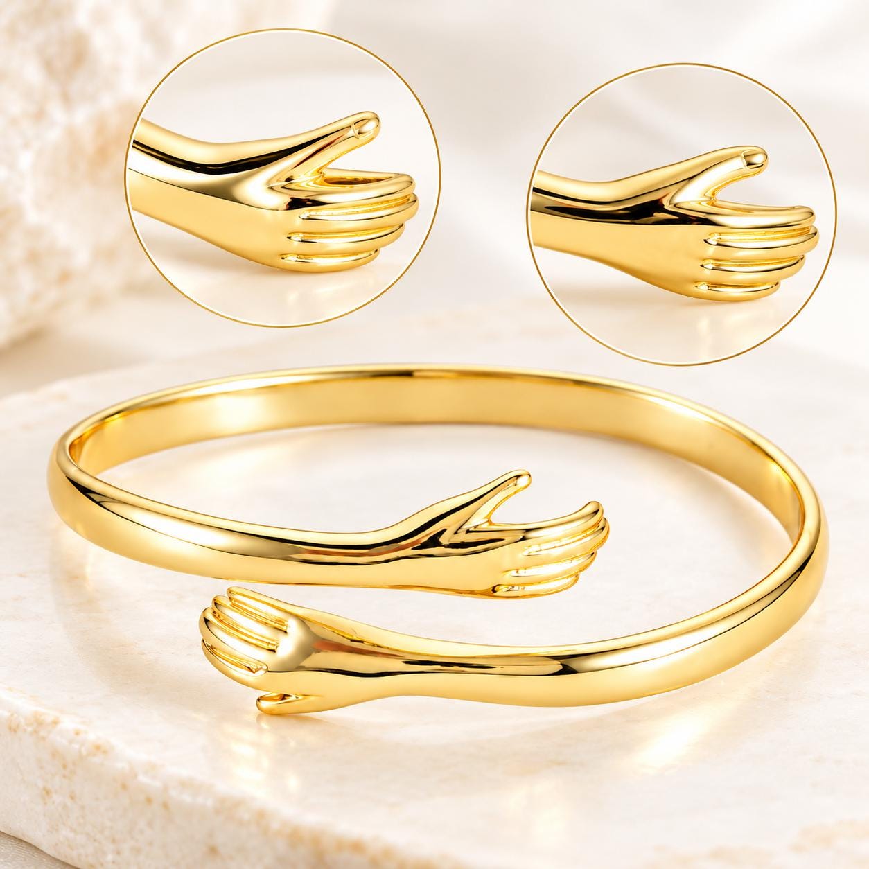 Custom engraved gold hug bracelet