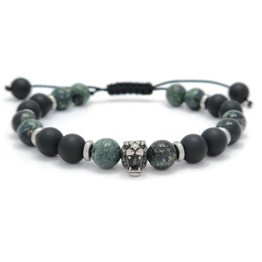 Jasper (Kambaba) and Black Onyx Bracelet For Men and Women Handmade, 100% natural, best for gift, energy healing