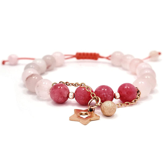 fertility crystal bracelet, Rose Quartz and Rhodochrosite Bracelet For Women, pregnancy crystal bracelet, Red & Pink crystal bracelet