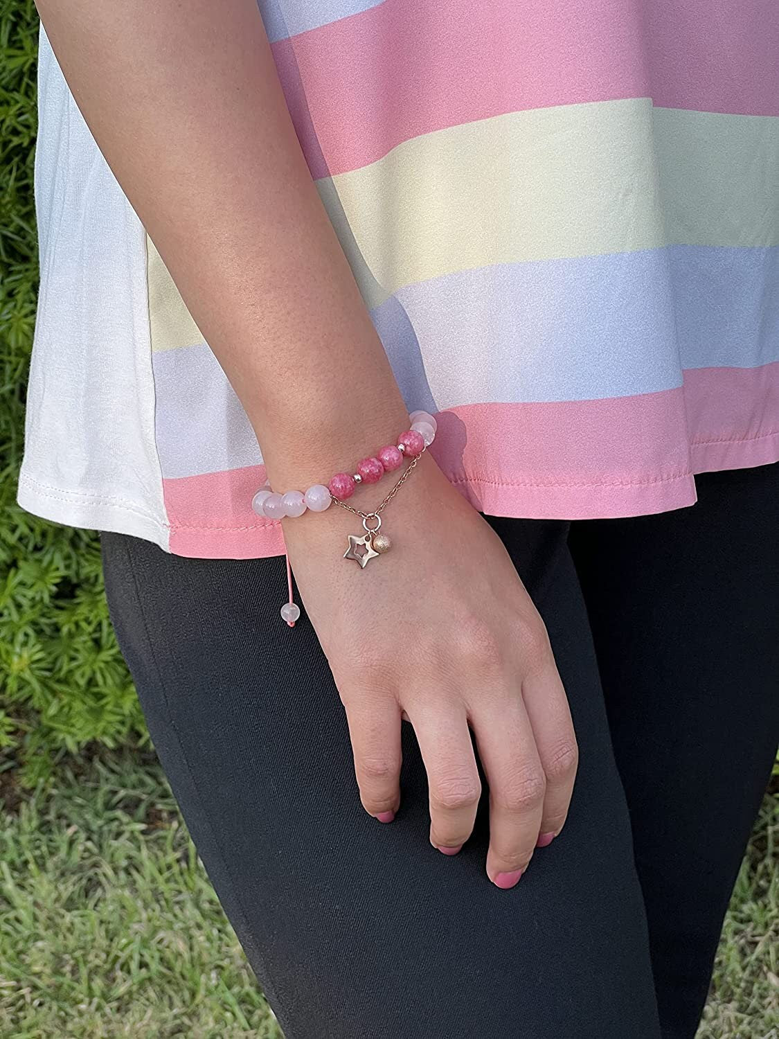 fertility crystal bracelet, Rose Quartz and Rhodochrosite Bracelet For Women, pregnancy crystal bracelet, Red & Pink crystal bracelet