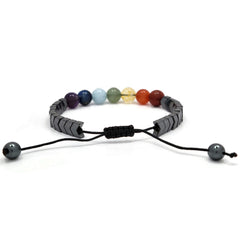 7 Chakra Bracelet with Hematite beads, 100% Natural, 7 chakra bracelet, anxiety relief, Natural Healing Gemstone Bracelet, stress relief