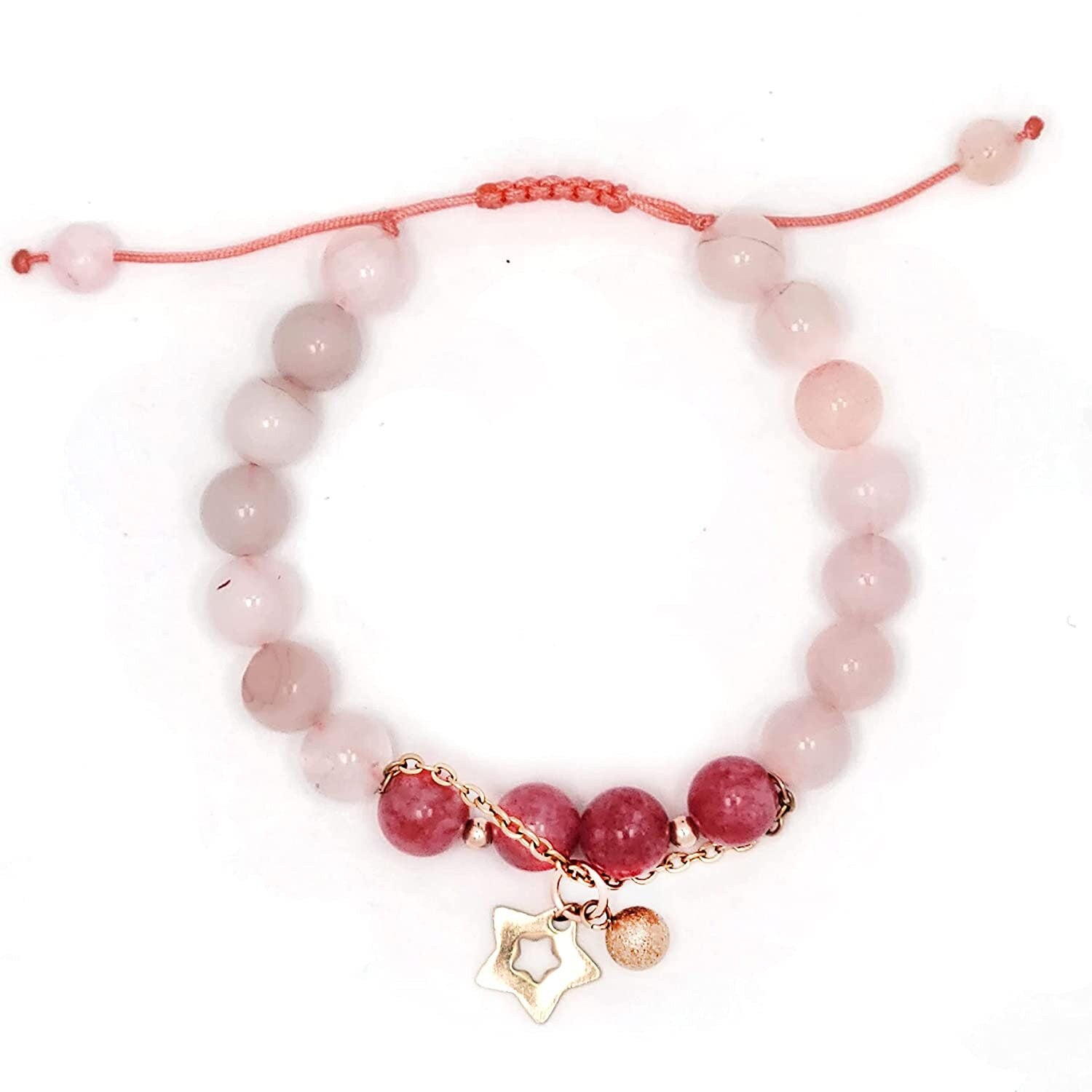 fertility crystal bracelet, Rose Quartz and Rhodochrosite Bracelet For Women, pregnancy crystal bracelet, Red & Pink crystal bracelet