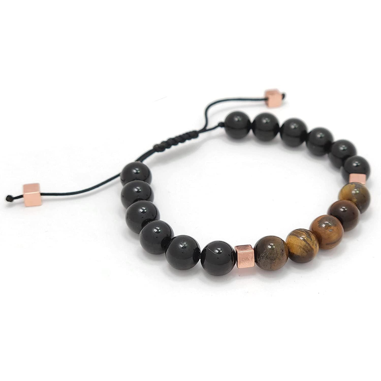 Unisex 8mm Tiger Eye and Onyx Bracelet - Empowering Men and Women with Resilience and Style