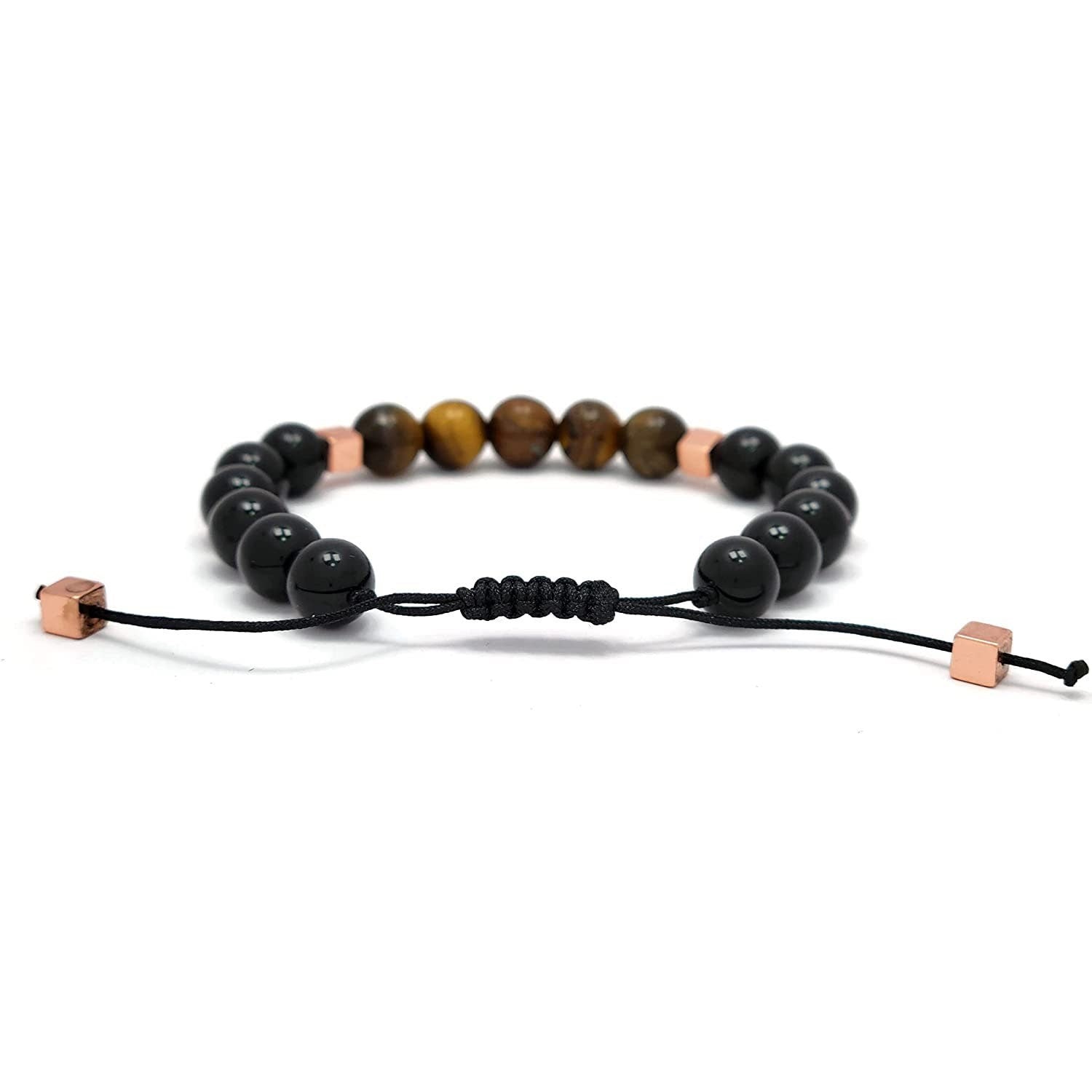 Unisex 8mm Tiger Eye and Onyx Bracelet - Empowering Men and Women with Resilience and Style