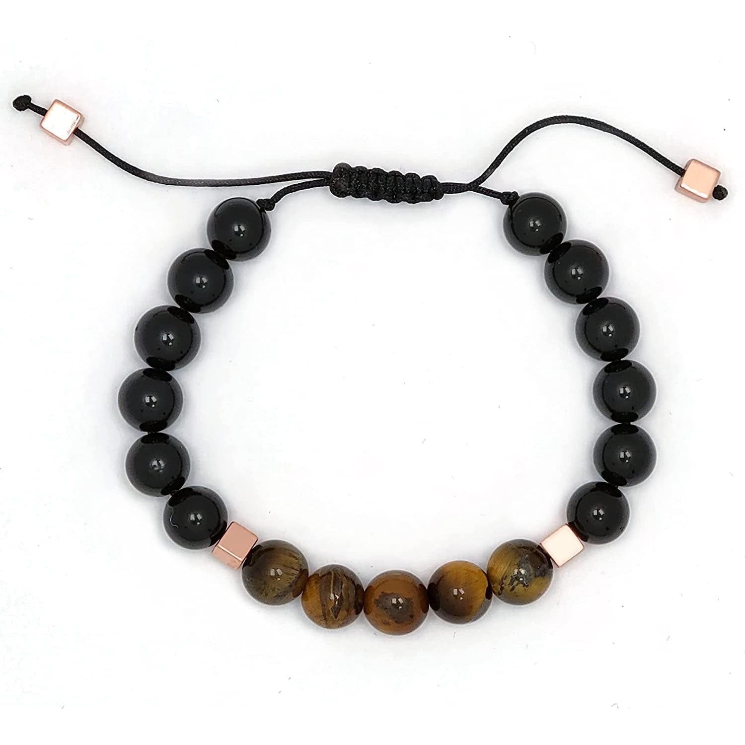 Unisex 8mm Tiger Eye and Onyx Bracelet - Empowering Men and Women with Resilience and Style