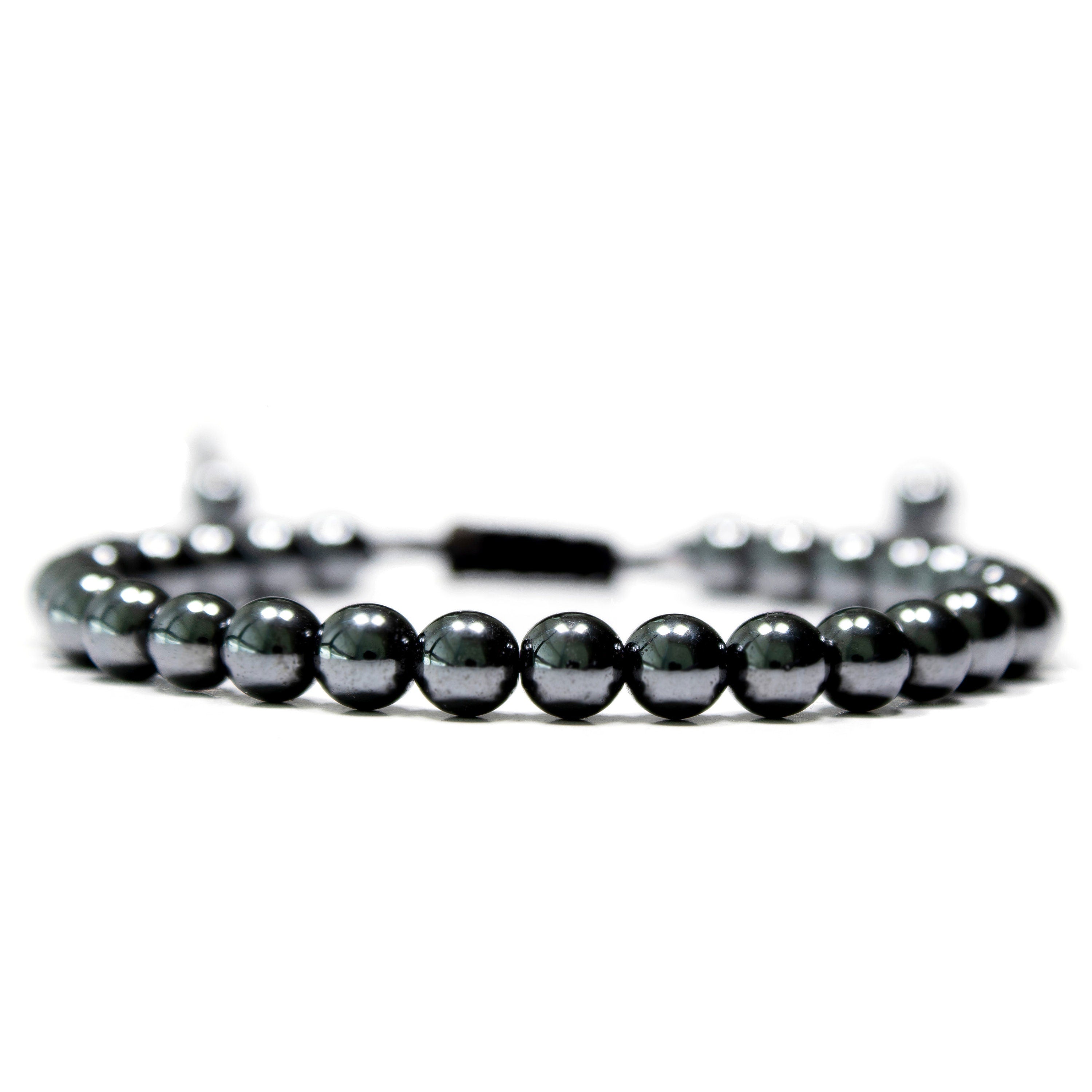 Hematite bracelet, Power Mini 6mm Beaded Gemstone Bracelet Adjustable - Healing Energy Crystal Jewelry Grounding, Balance Genuine Stone