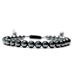 Hematite bracelet, Power Mini 6mm Beaded Gemstone Bracelet Adjustable - Healing Energy Crystal Jewelry Grounding, Balance Genuine Stone