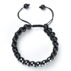 Dual Depths: Hematite and Onyx Double Layer Bracelet