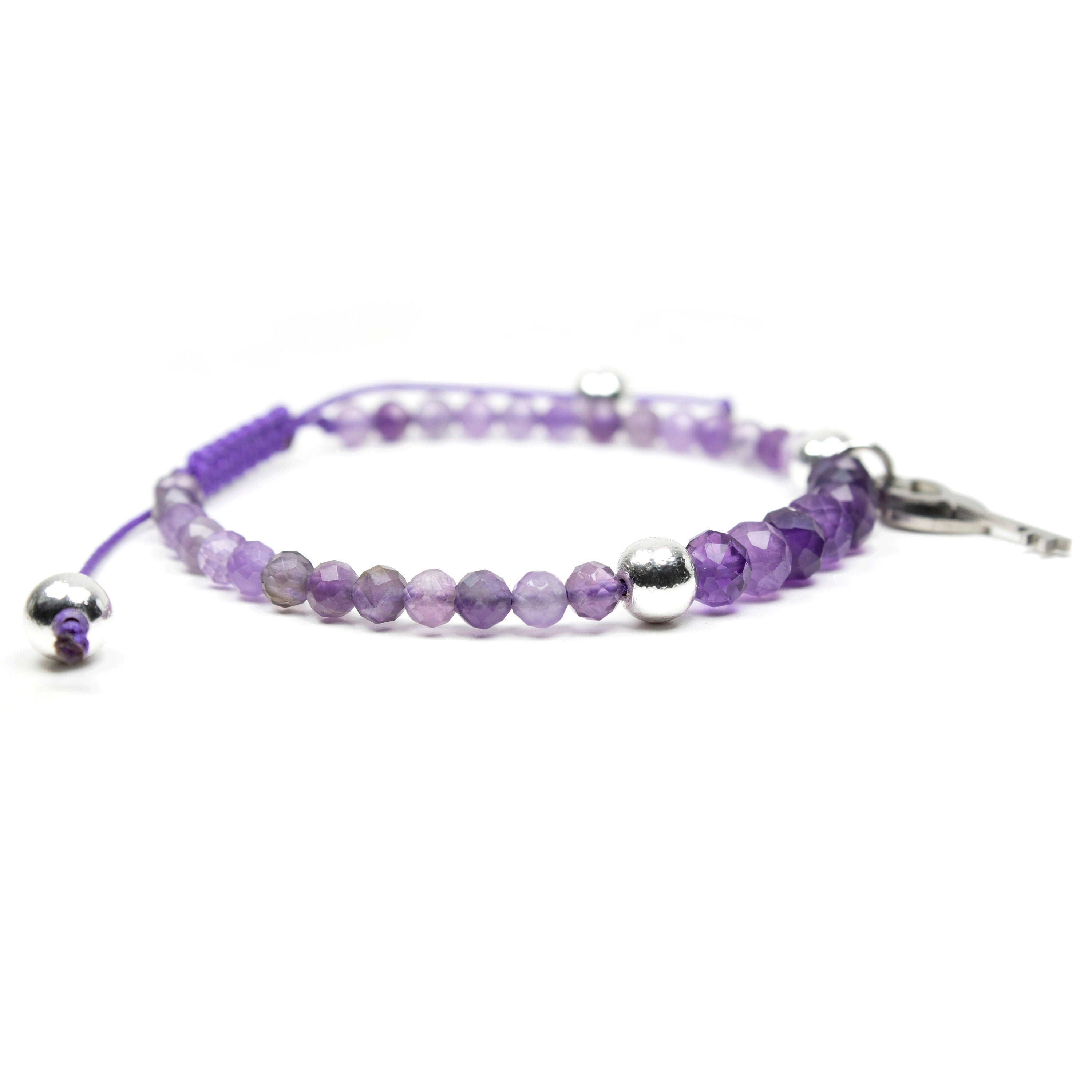 Natural amethyst bracelet Power mini 4mm and 6mm, key and lock heart pendant, amethyst crystal bracelet, amethyst bracelet for women, beaded