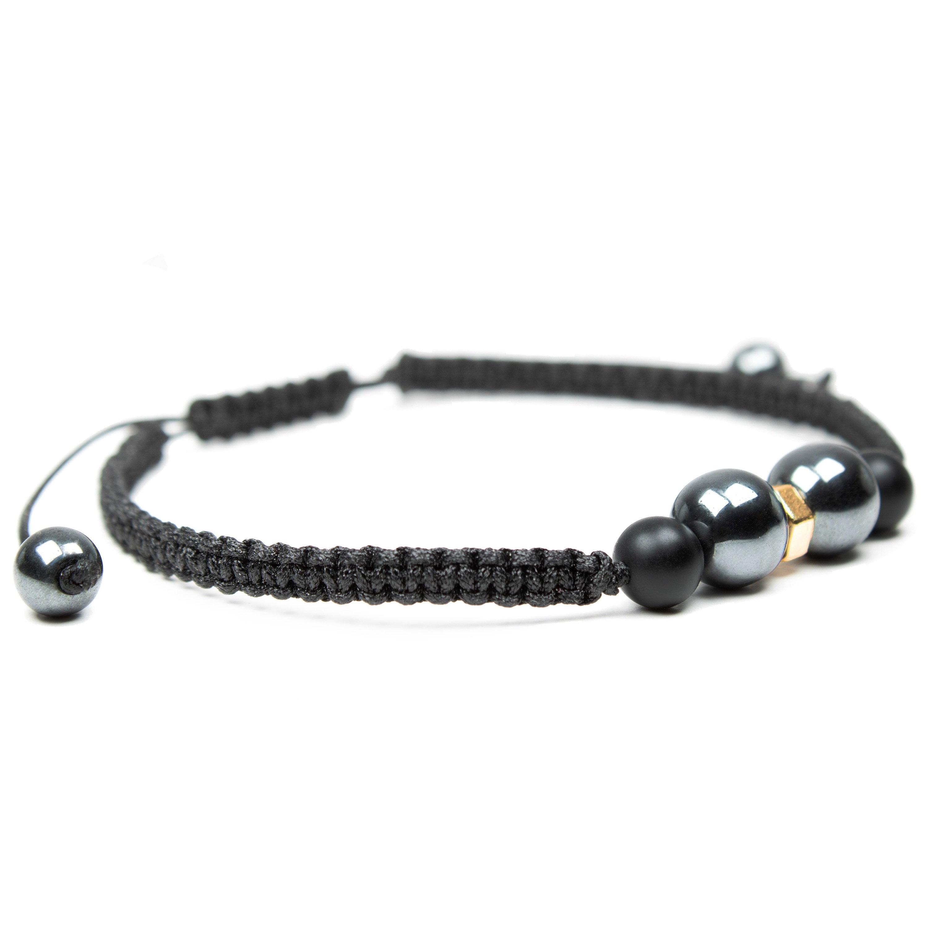 Hematite and Onyx Bracelet, Hematite braided Bracelet, for Men & Women, Black bracelet, Minimalist bracelet, Hematite Armband, Femme, Homme