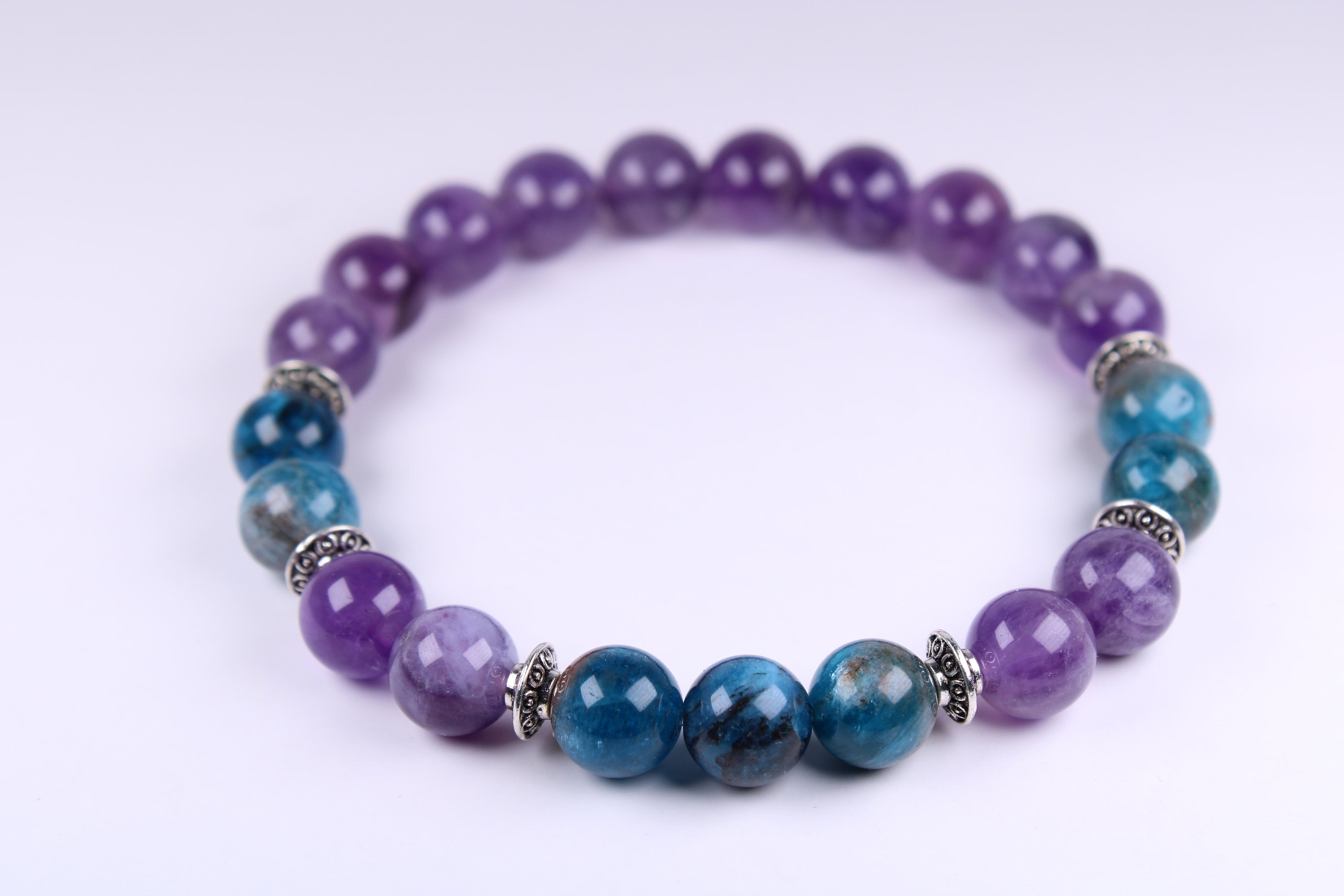 Amethyst Bracelet, 8mm Apatite Bracelet for women & Girls, Elastic Bracelet, bracelet for woman, women's bracelet, Gift, beaded bracelet