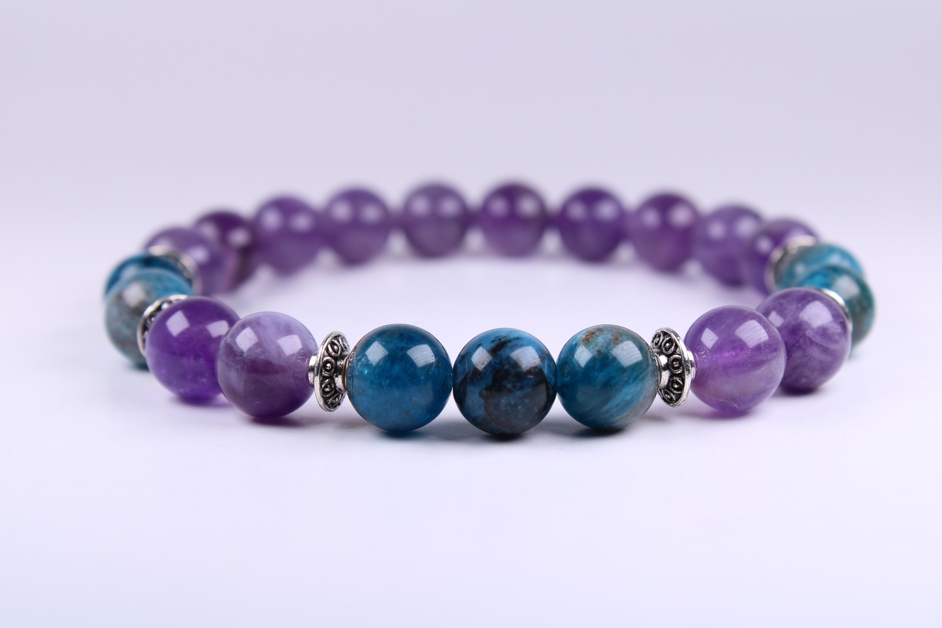 Amethyst Bracelet, 8mm Apatite Bracelet for women & Girls, Elastic Bracelet, bracelet for woman, women's bracelet, Gift, beaded bracelet