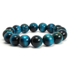 Serene Azure Tiger Eye, Super Sky Blue Tiger Eye Bracelet with 6mm, 8mm, 10mm, and 12mm Variations