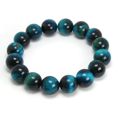 Serene Azure Tiger Eye, Super Sky Blue Tiger Eye Bracelet with 6mm, 8mm, 10mm, and 12mm Variations