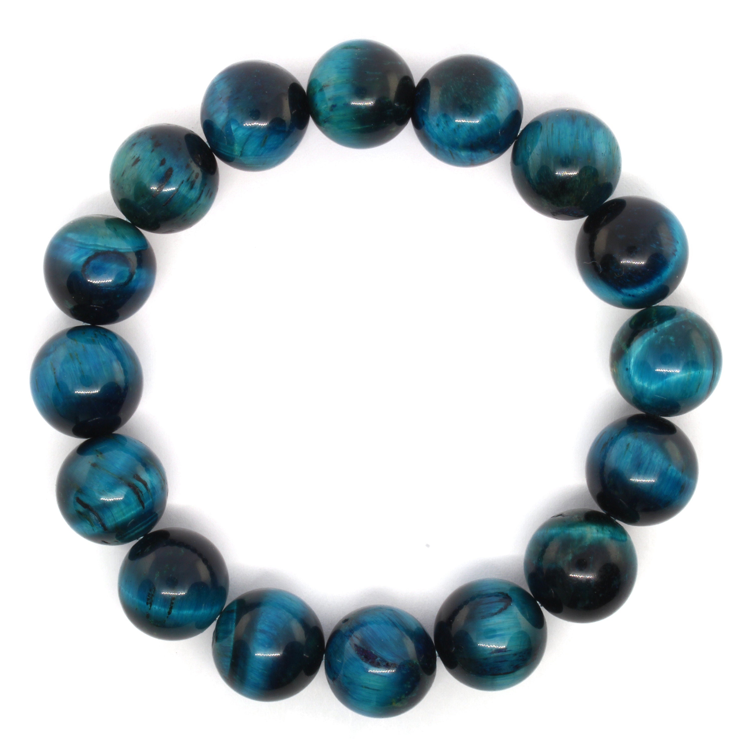 Serene Azure Tiger Eye, Super Sky Blue Tiger Eye Bracelet with 6mm, 8mm, 10mm, and 12mm Variations