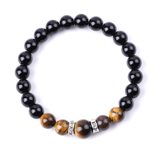 Natural Tiger Eye 10mm & 8mm - and Black Onyx Bracelet, For Men and Women