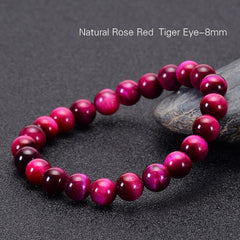 Enchanting Rose Red Tiger Eye Bracelet: Luxurious Variety of Bead Sizes - 6mm, 8mm, 10mm, and 12mm