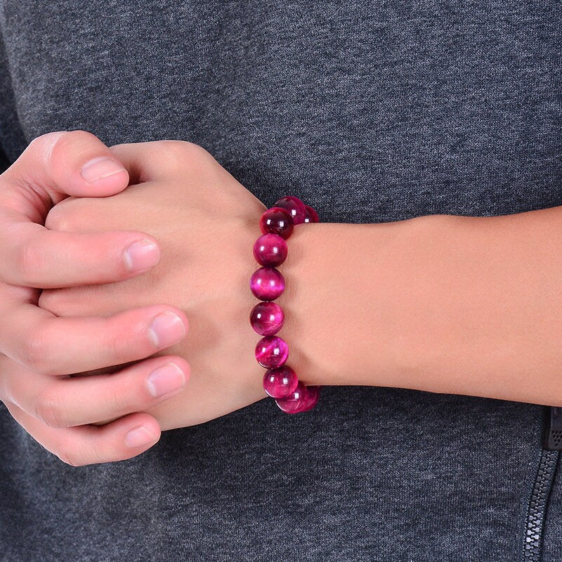 Enchanting Rose Red Tiger Eye Bracelet: Luxurious Variety of Bead Sizes - 6mm, 8mm, 10mm, and 12mm