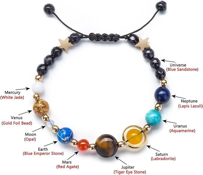 Explore the Universe: Handmade Solar System Bracelet with Planets and Stars - Galaxy Bracelet - for Men , Women , Girls and Boys